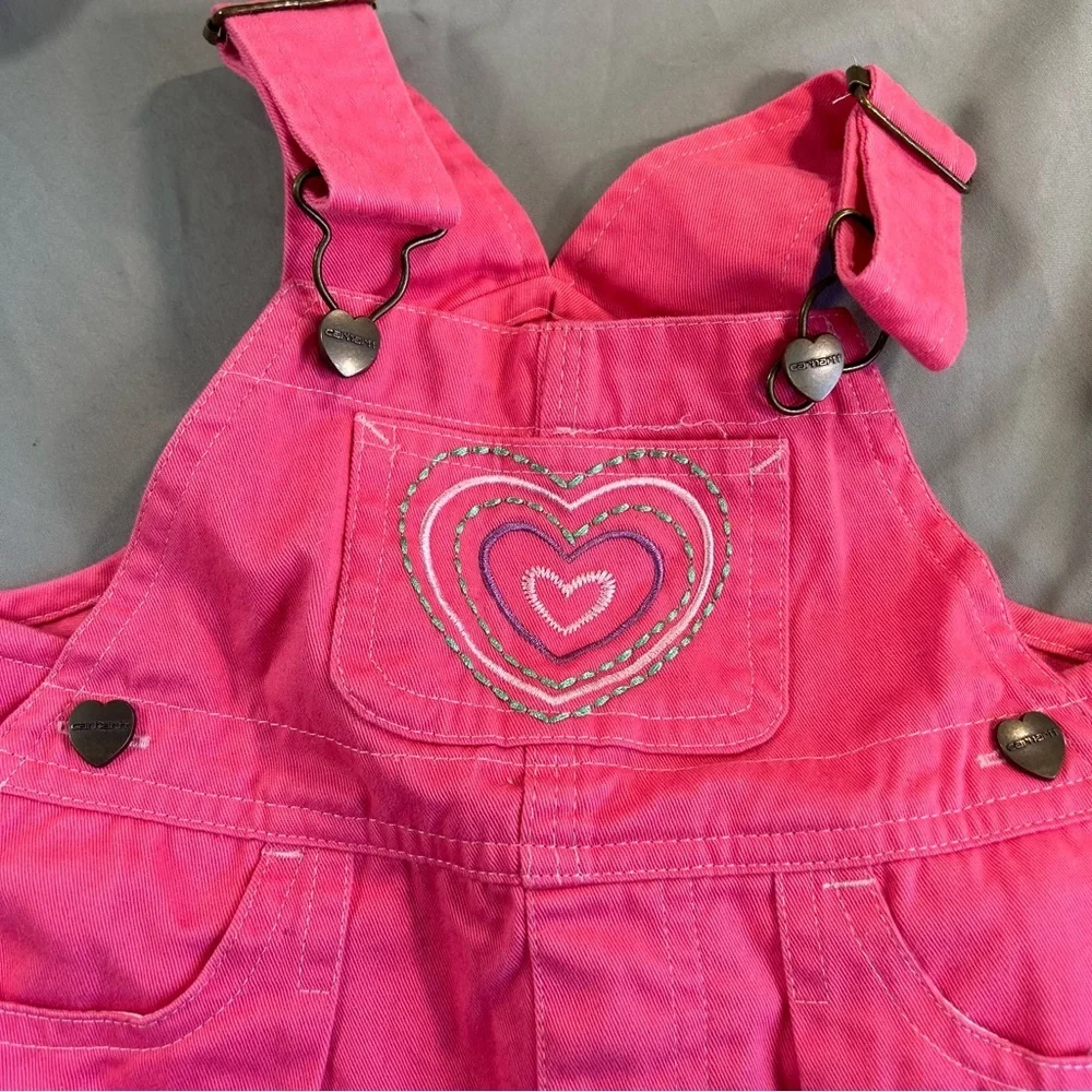Carhartt Bright Pink Kids Overalls Girls size 12M Shortalls - Picture 3 of 6